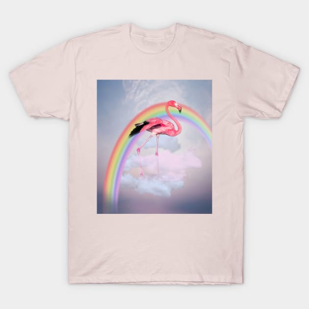 Flamingo walking on the clouds T-Shirt by Blacklinesw9